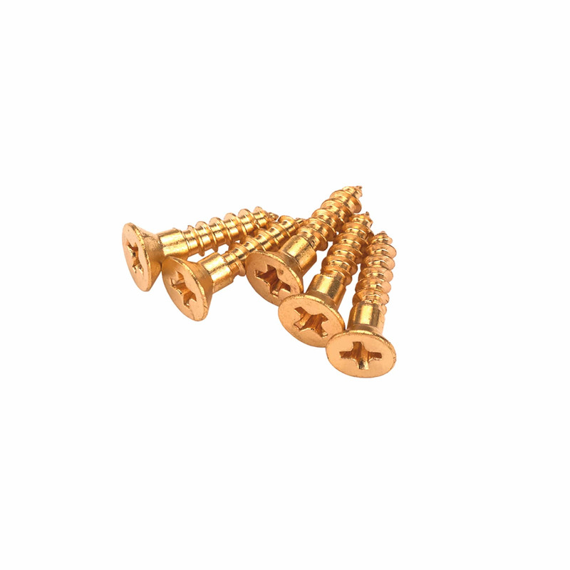 Solid Brass Screws - Flat Head - 25 Piece - Recess or Bit Size:Phillips #1 - Diameter:#2 - Length:5/8"